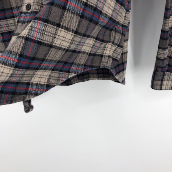 Lacoste Mens Flannel Shirt Size Medium Plaid Button Up Long Sleeve Blue Gray - Picture 6 of 14